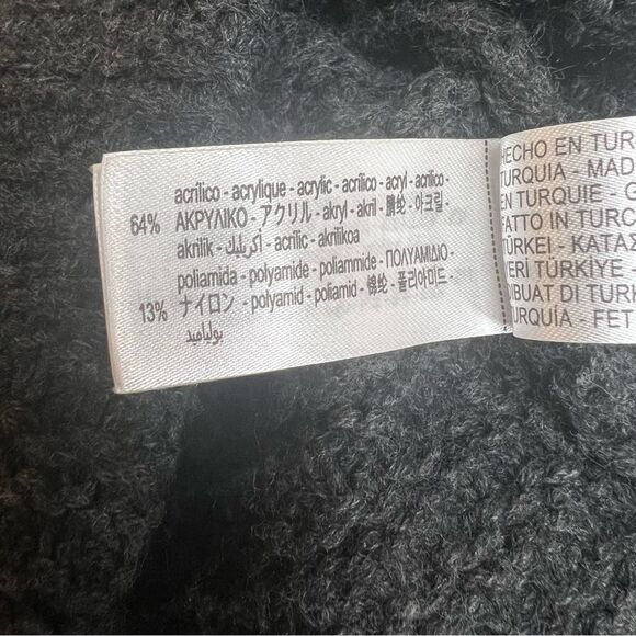 Zara Womens Size Medium Charcoal Gray Waffle Knit Single Button Cardigan Sweater - Picture 10 of 13